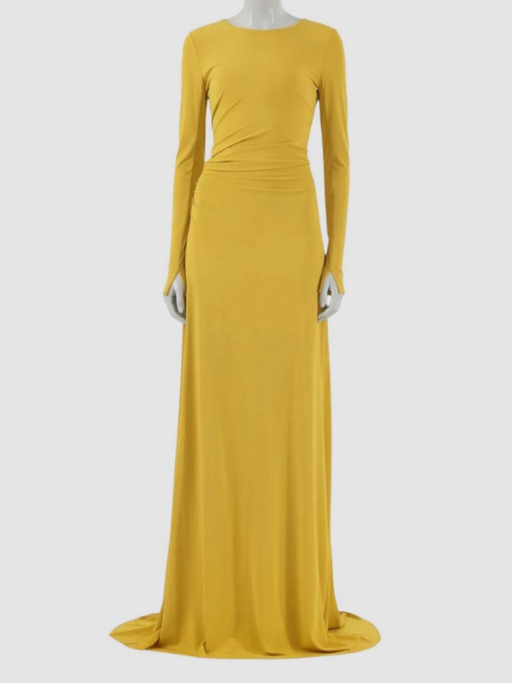 Jason Wu Women's Yellow Side Gathered Long Sleeve Sheath Gown Dress Size 4